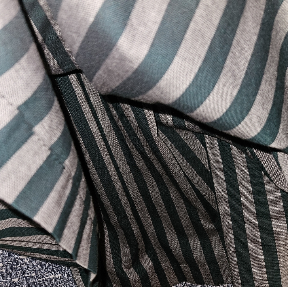 Vintage 1960s Striped Green and Gret Button-Up Dress - Picture 6 of 6